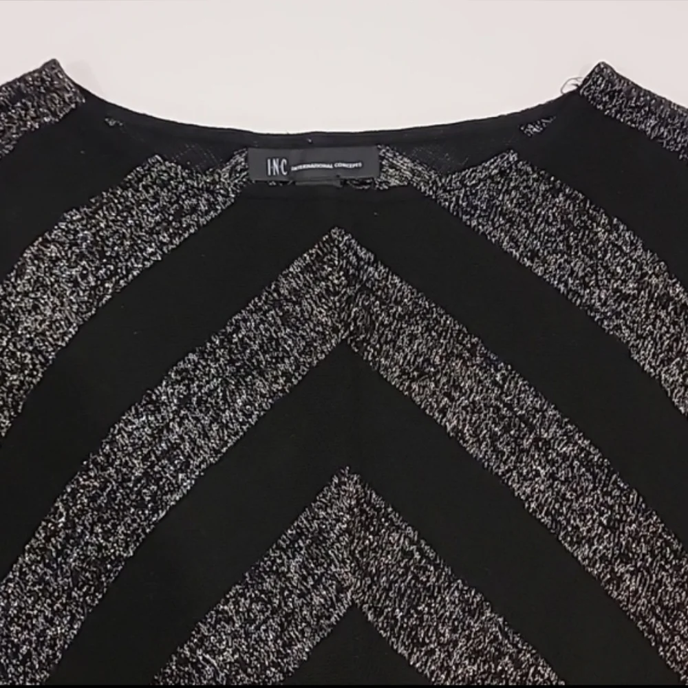 INC International Concepts Metallic Asymmetrical Semi Sheer Tunic Black Medium - Picture 8 of 12